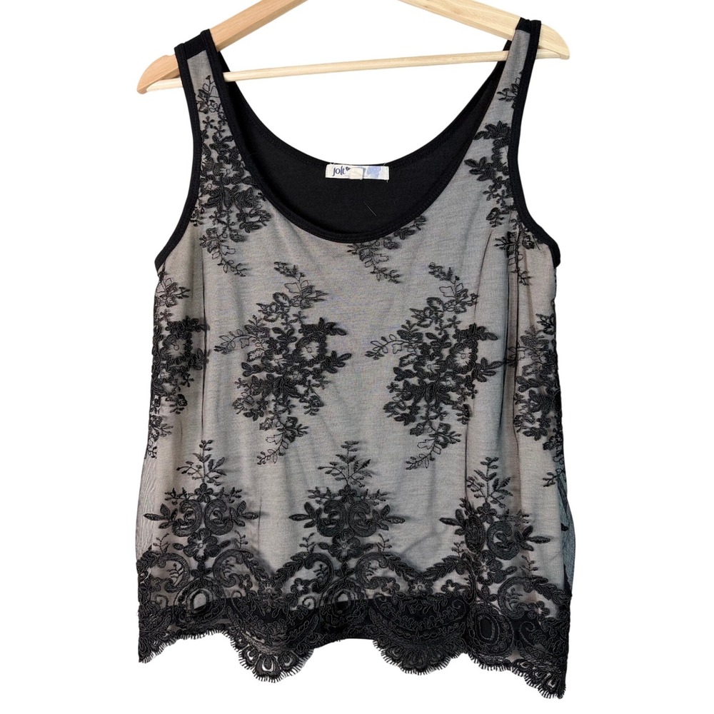 Jolt‎ Black Lace Overlay Tank Top Women's Size Medium